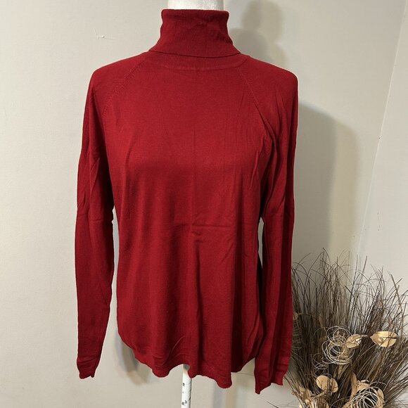 Talbots Sweaters - Talbots Woman Turtleneck Sweater Red Long Sleeve Pullover Rayon Nylon Sz XL Flaw